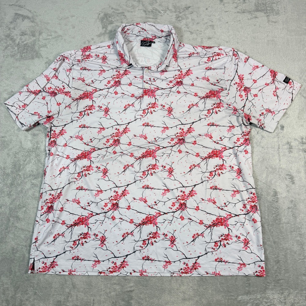 Sunday Swagger Mens 3XL Polo Shirt Cherry Blossom AOP Performance